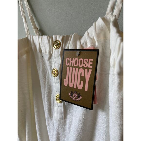 y2k NWT Juicy Couture White Terry Cloth Button Front Romper - Picture 5 of 6